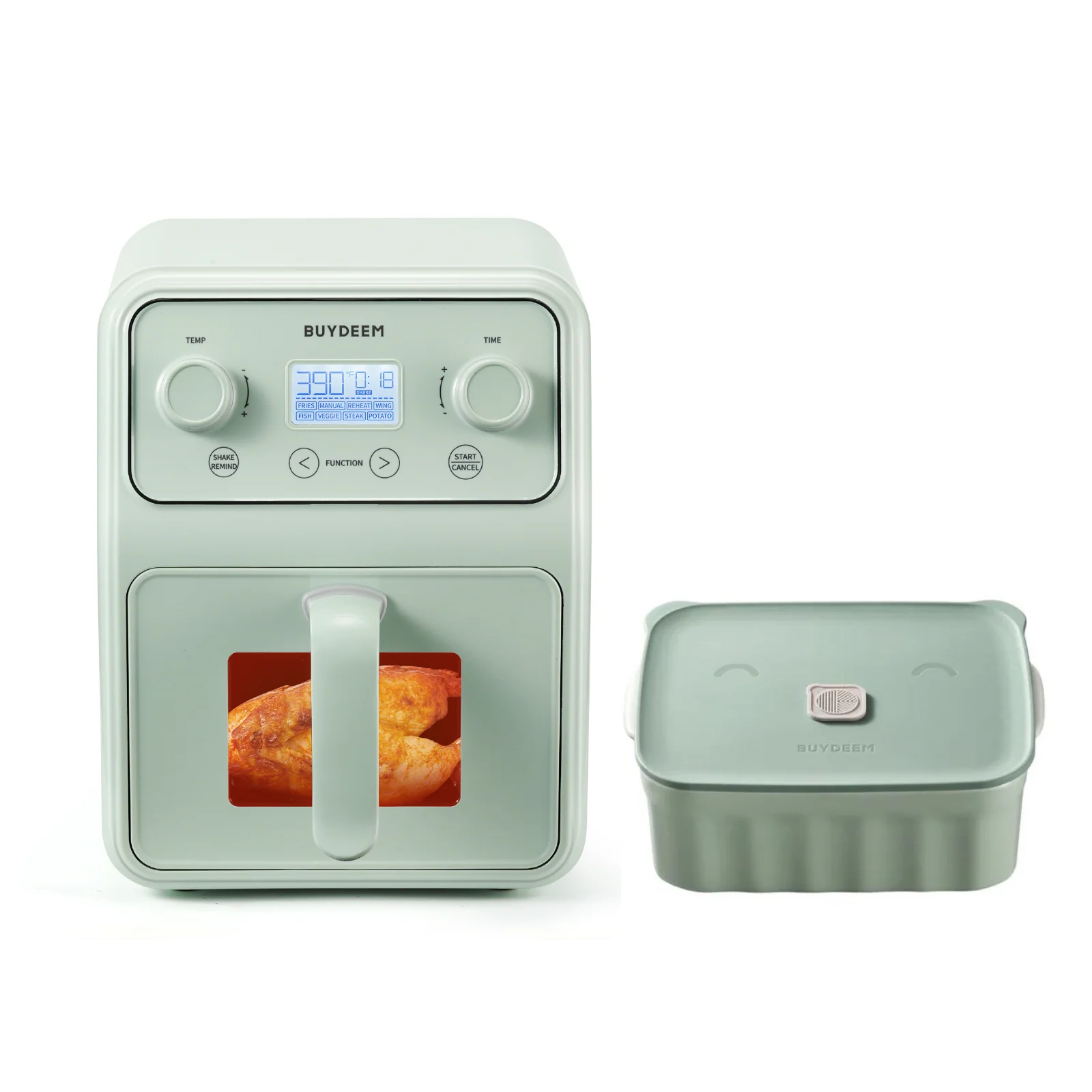 Air Fryer with Ceramic Lunch Box, Green - Bundle Offer - Image 2