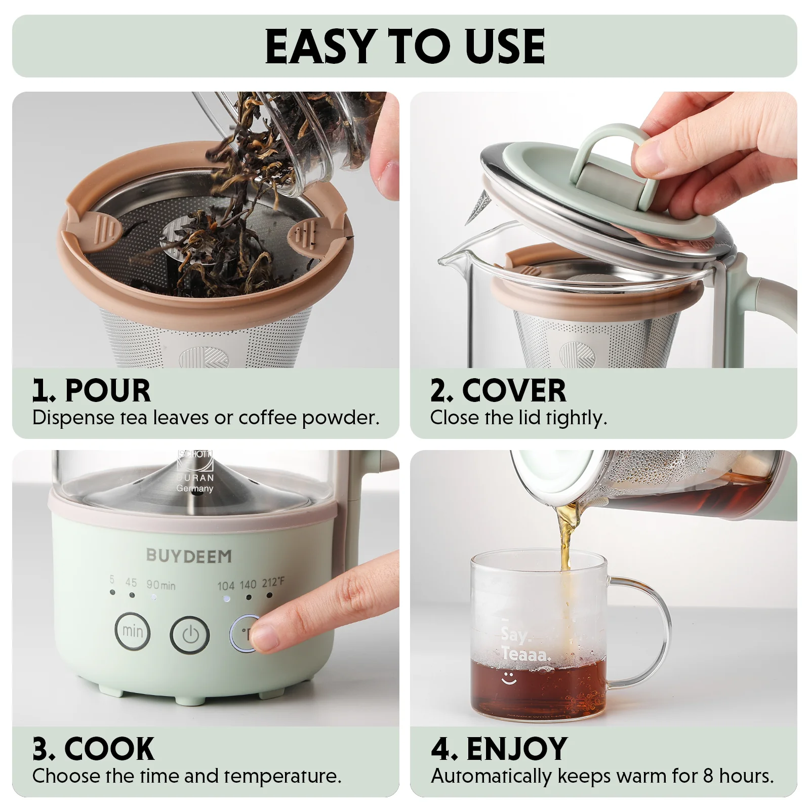 K32 Mini Multi-function Tea & Coffee Maker, 0.6L - Image 6