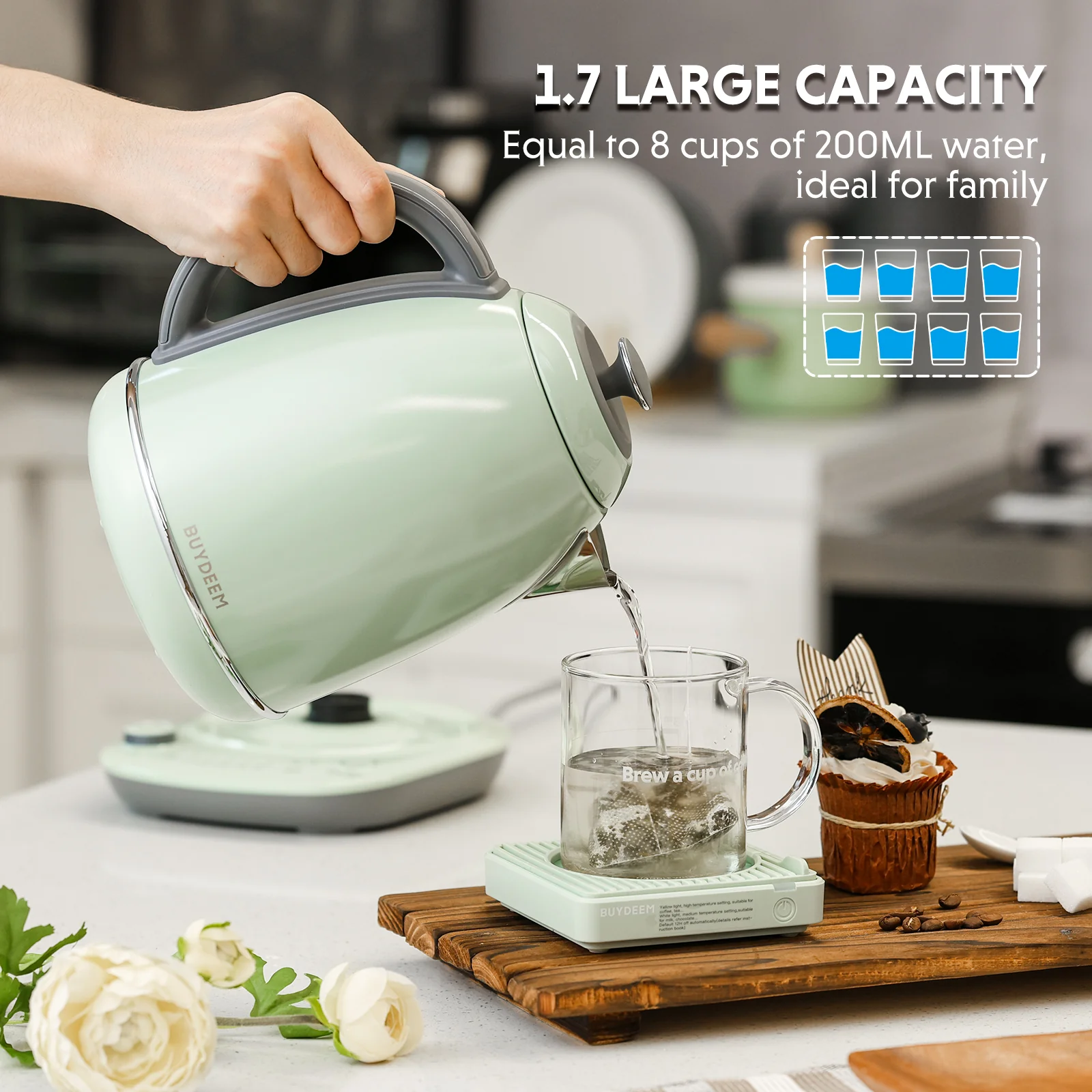 K740 Electric Kettle with Temperature Control, 1.7L - Image 2
