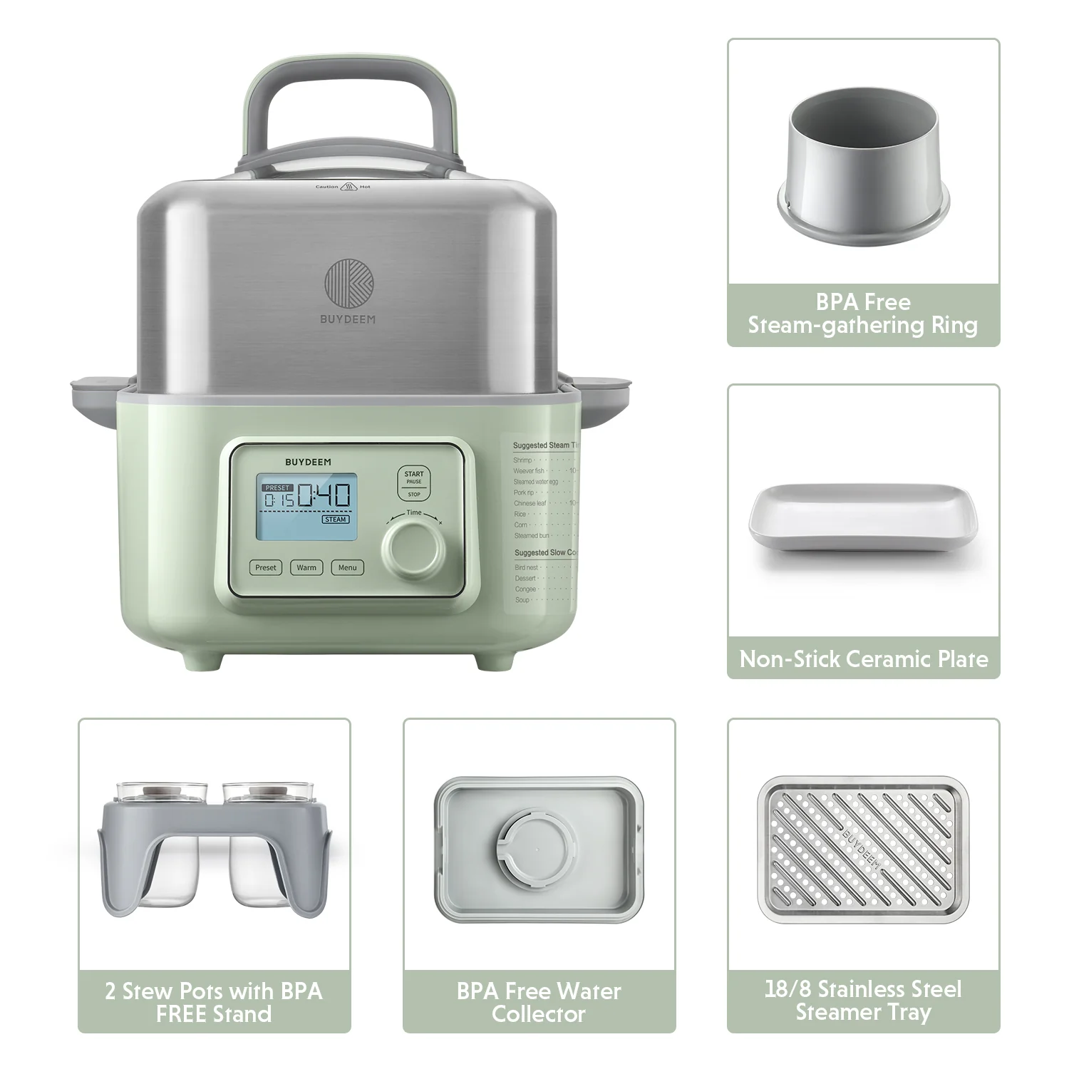 G563 Two-Tier Food Steamer (Stew Pots Included), 10.6QT - Bundle Offer - Image 6