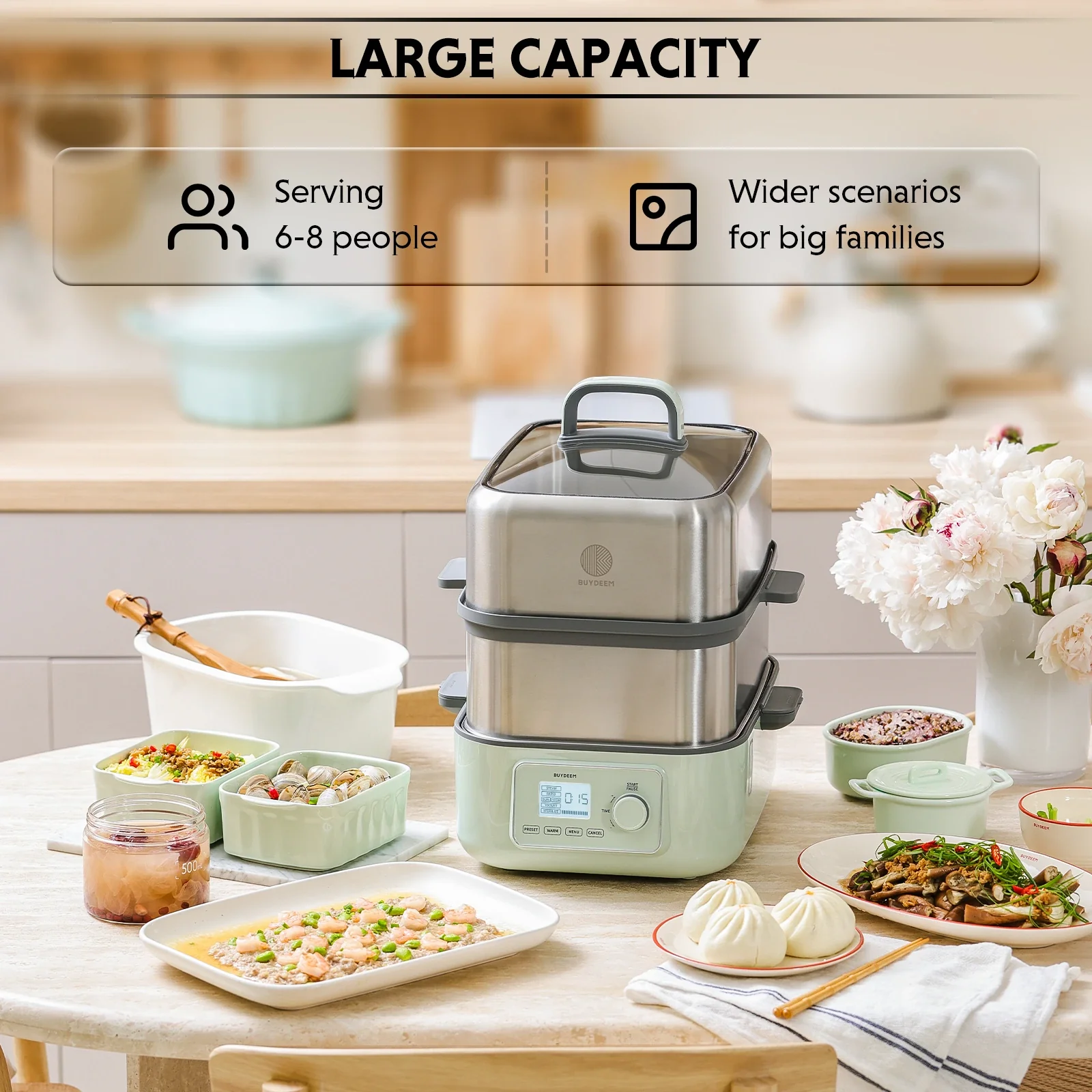 G67 Two-Tier Electric Food Steamer, 14.8QT - Image 2