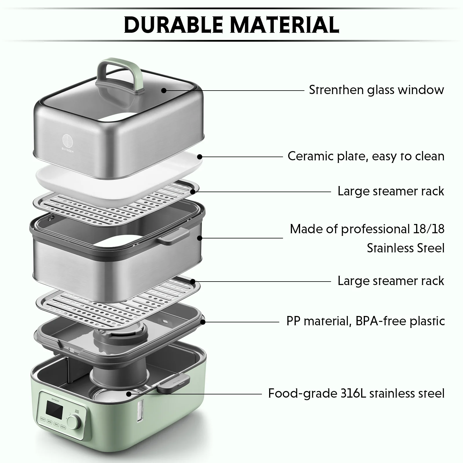 G67 Two-Tier Electric Food Steamer, 14.8QT - Image 5