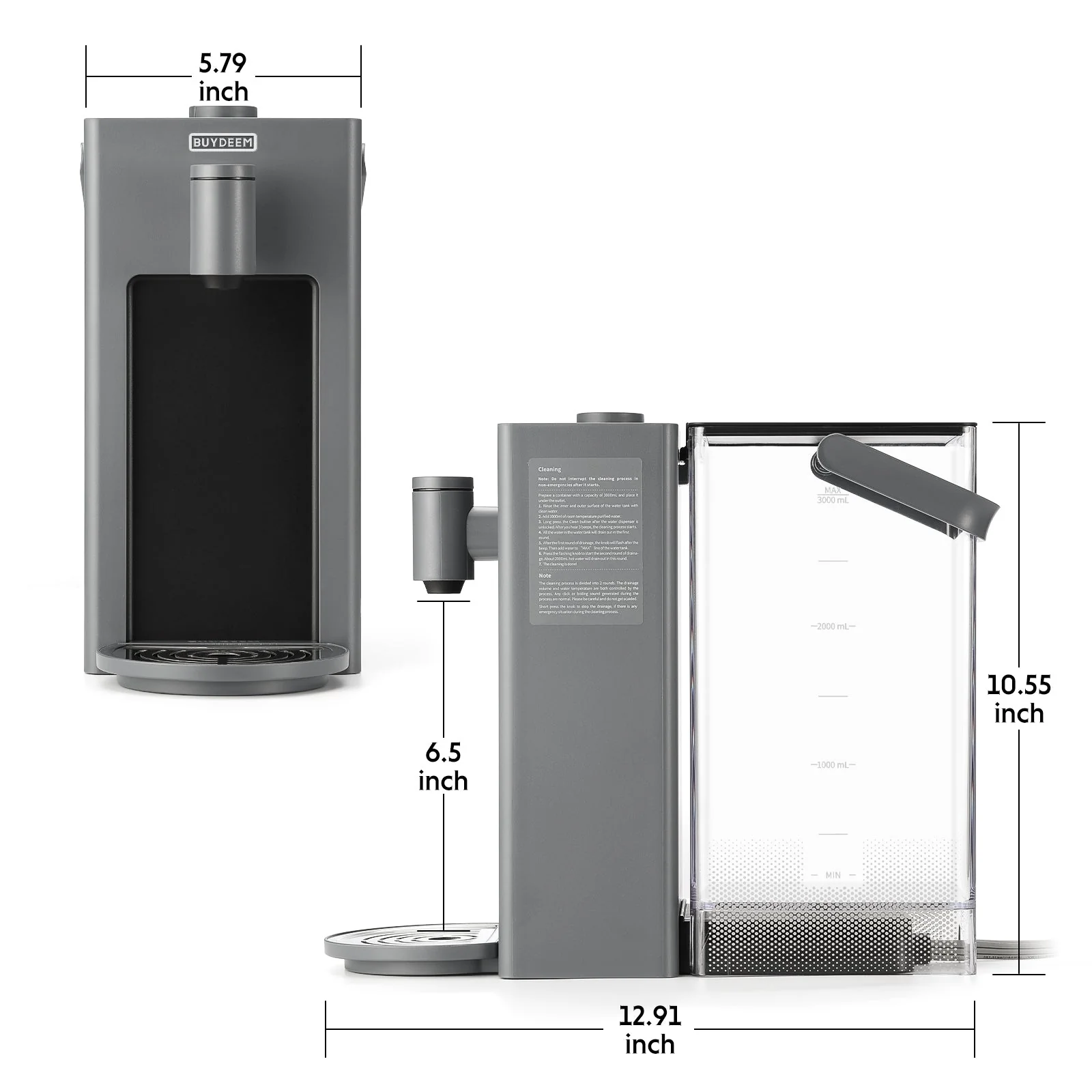 Instant Hot Water Dispenser 3QT, Ink Grey - Image 6