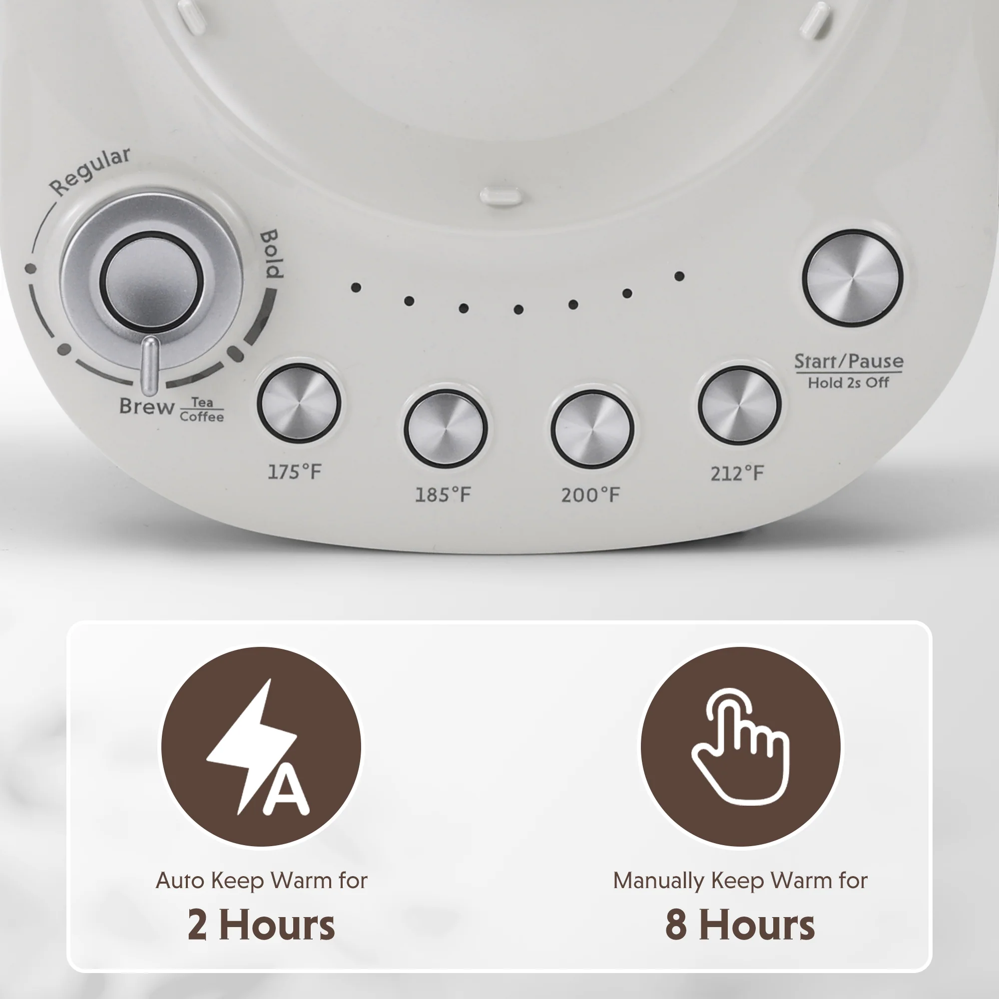 K156 Multi-function Tea and Coffee Maker 1.5L, Oat White - Image 5