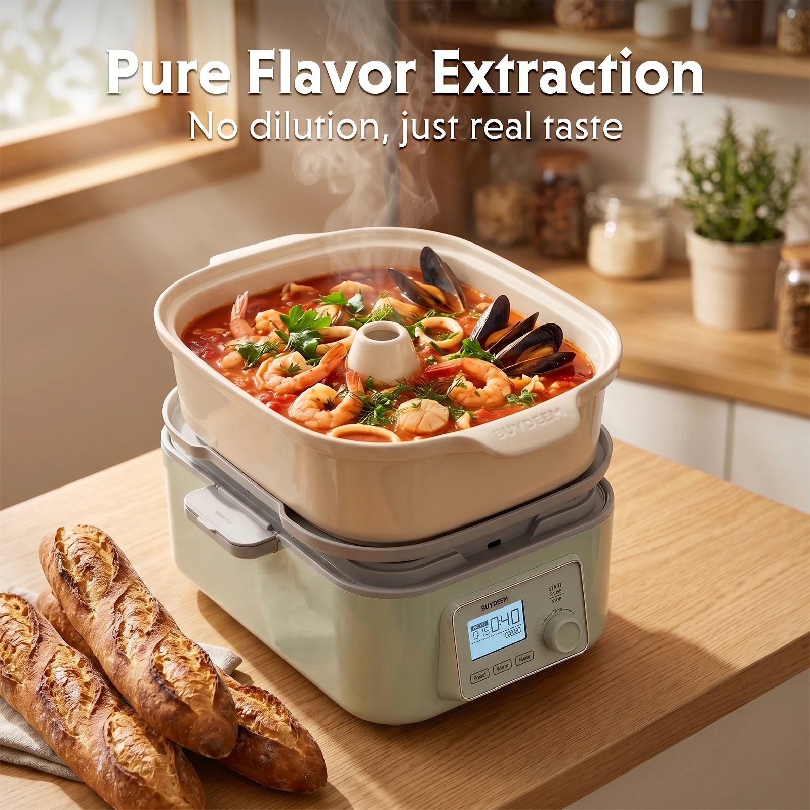 G553 Electric Food Steamer with Waterless Ceramic Steam Pot - Bundle Offer - Image 4