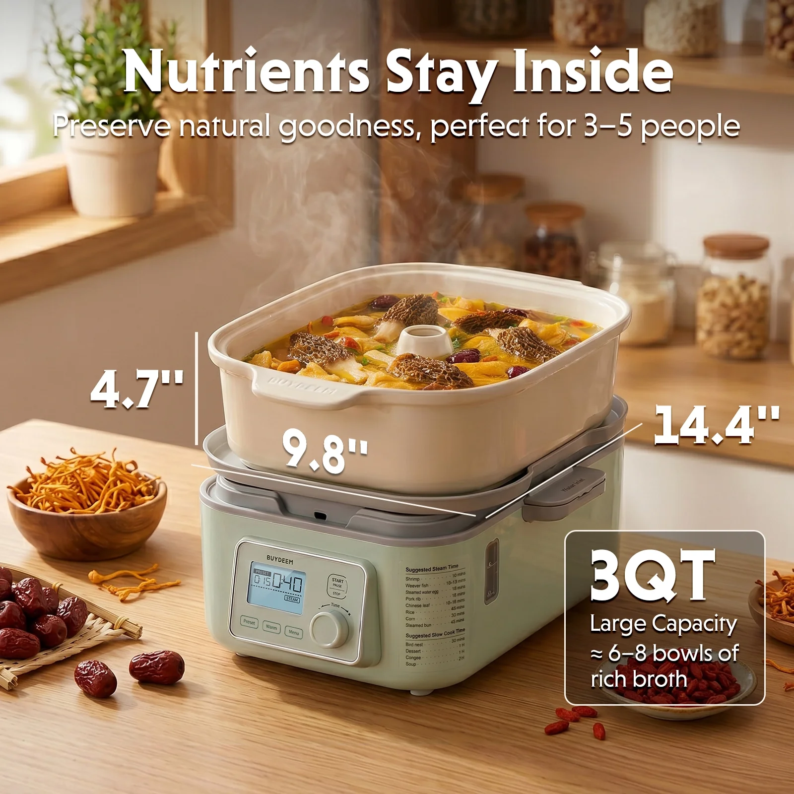 Waterless Ceramic Steam Pot, 3QT - Image 5